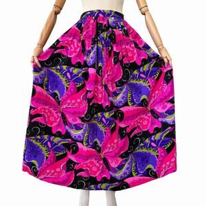 Vintage 1960’s Psychedelic Butterfly Print Maxi Skirt, Small